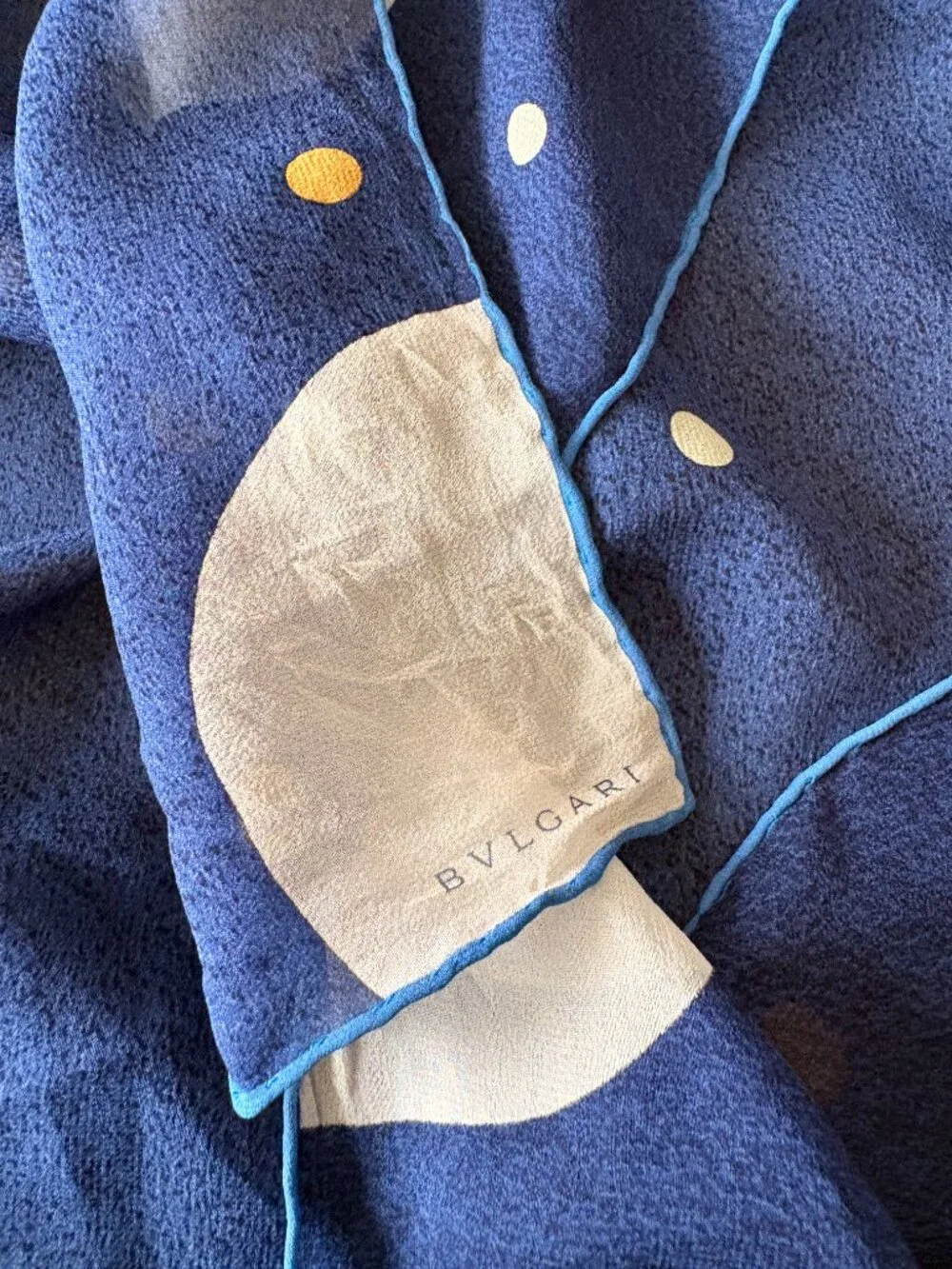 Bvlgari Navy Blue Silk Scarf 100% Silk Made in Italy
